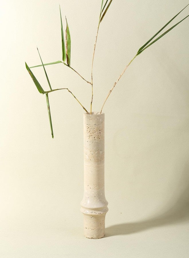 Erongoo Flower Vase for Home Decor, Marble Bamboo Vase Rustic Vintage Decorations for Living Room, Table, Bathroom, Holiday & Weddings (Travertine) - Image 5